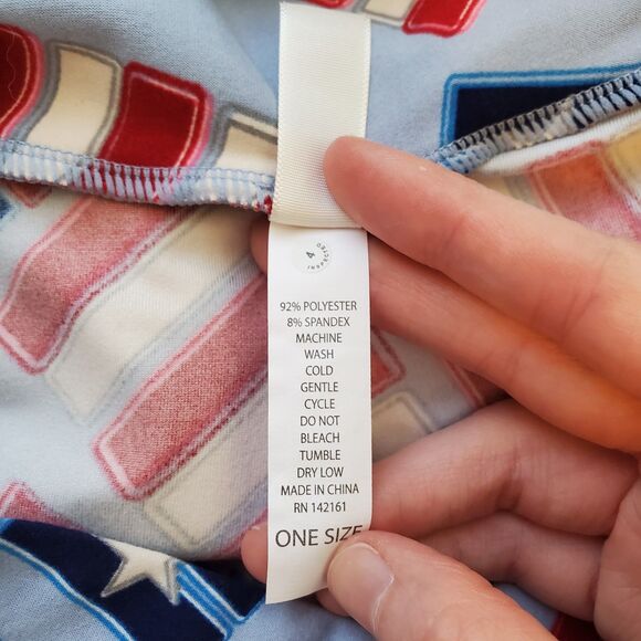 NEW LuLaRoe Light Blue Flag Leggings - Picture 8 of 8